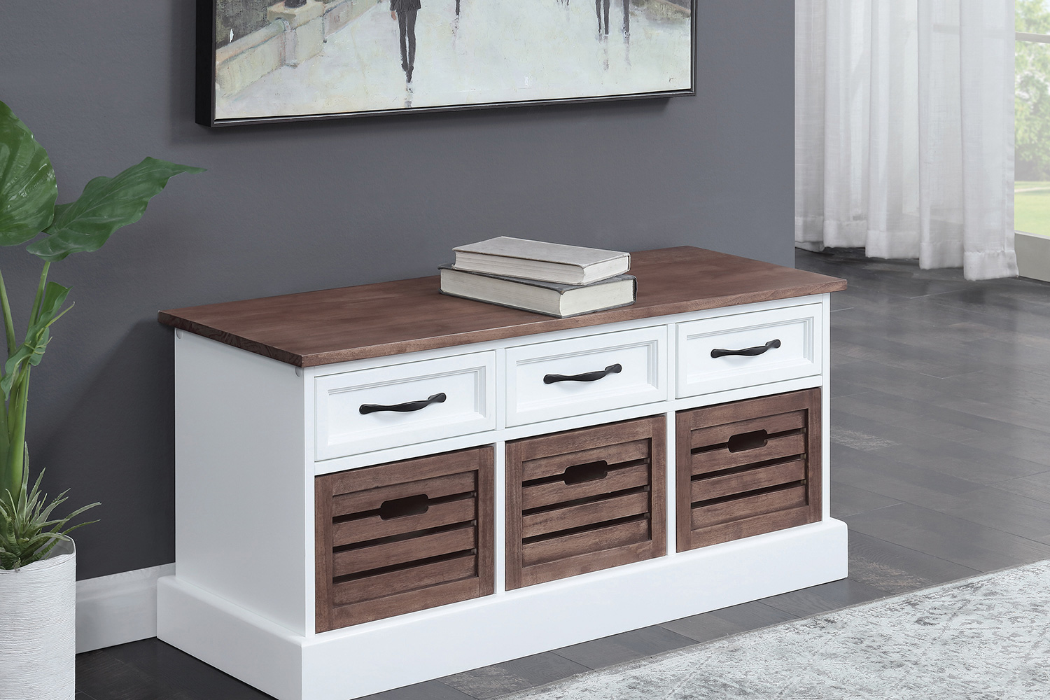 Coaster 3-Drawer Storage Bench - Weathered Brown/White