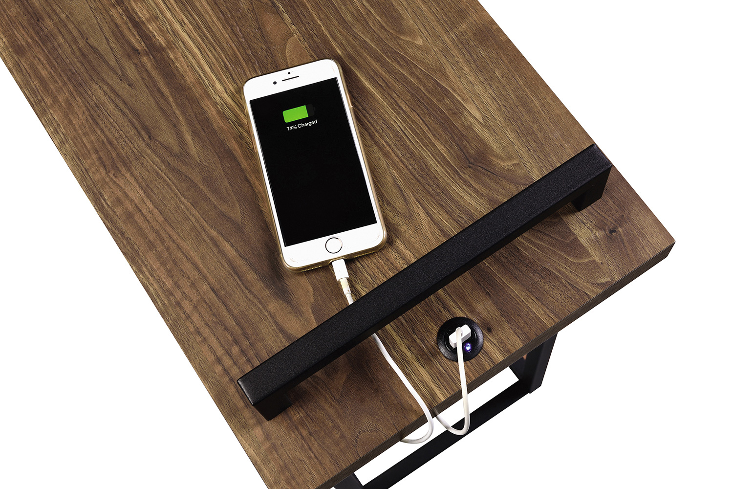 Coaster C-Shaped Accent Table with Usb Charging Port - Aged Walnut/Black