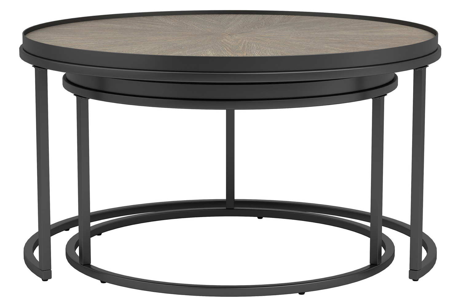 Coaster - 2-Piece Round Nesting Tables in Weathered Elm
