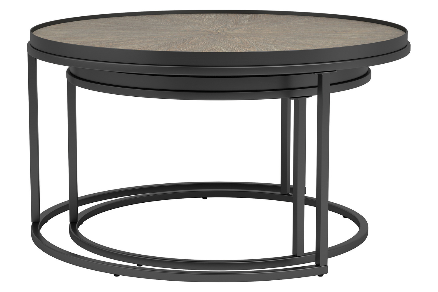 Coaster - 2-Piece Round Nesting Tables in Weathered Elm