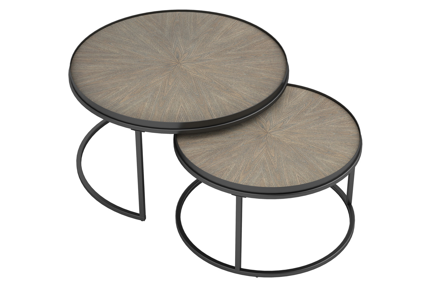 Coaster - 2-Piece Round Nesting Tables in Weathered Elm