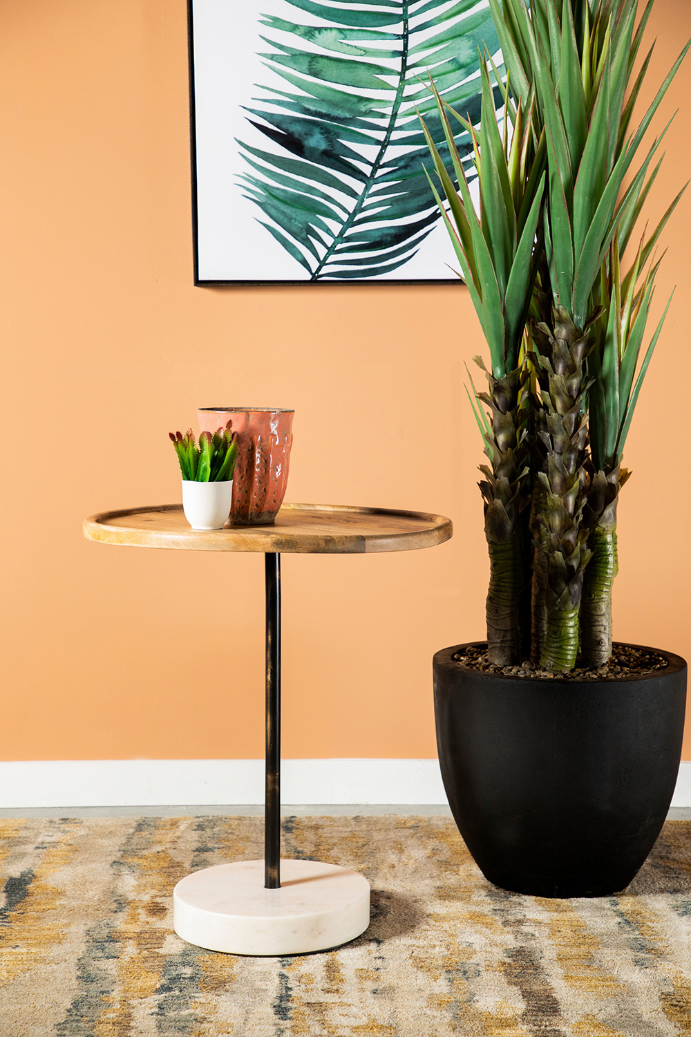 Coaster - Round Wooden Top Accent Table in Natural/White