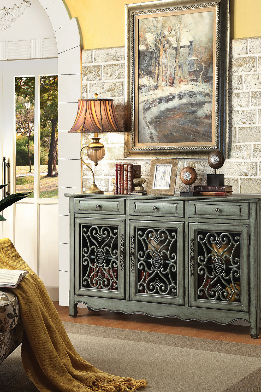 Coaster - 3-Door Accent Cabinet in Antique Green