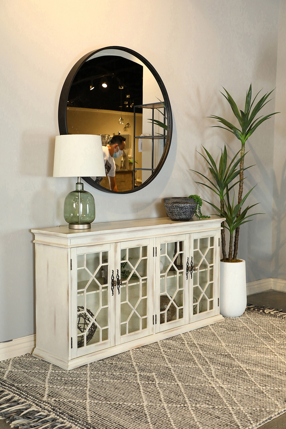 Coaster - Glass Door Accent Cabinet in Light Honey
