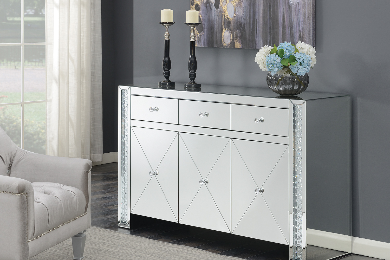 Coaster - Fueyes 3-Drawer Accent Cabinet in Silver