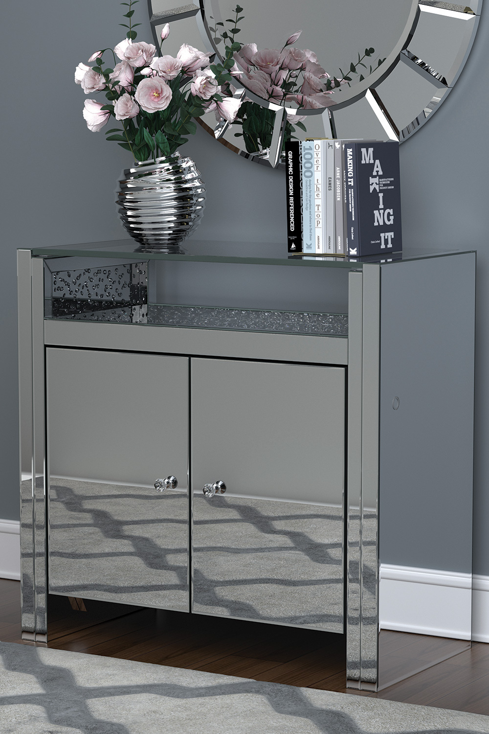 Coaster - 2-Door Accent Cabinet in Clear Mirror/Silver