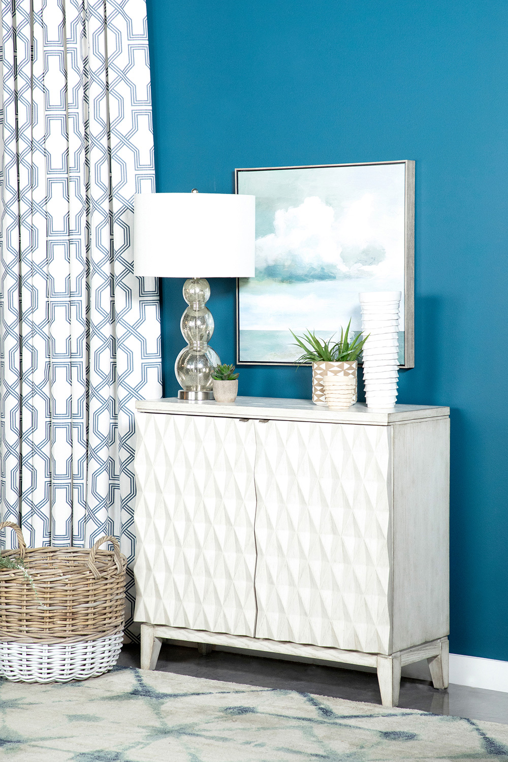 Coaster - Accent Cabinet With Carved Door in Antique White