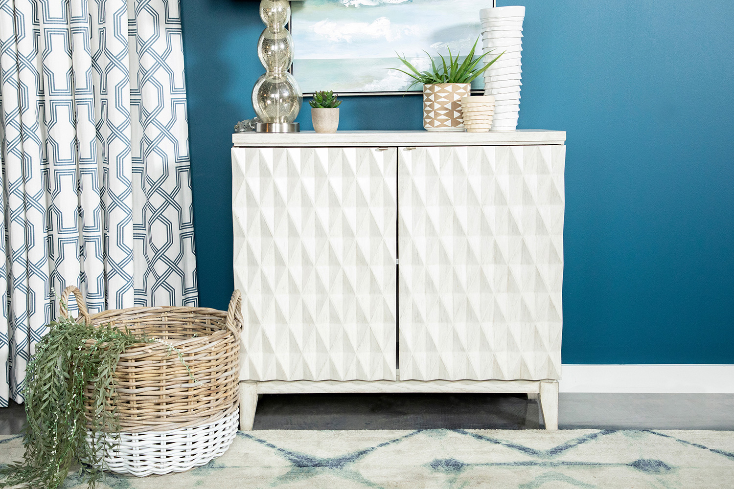 Coaster - Accent Cabinet With Carved Door in Antique White