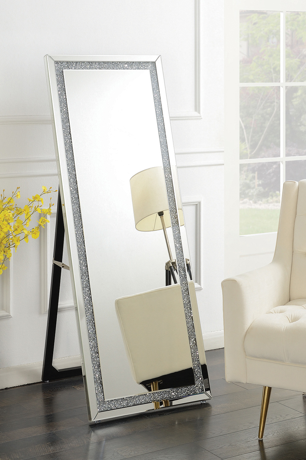 Coaster - Rectangular Cheval Floor Mirror in Silver