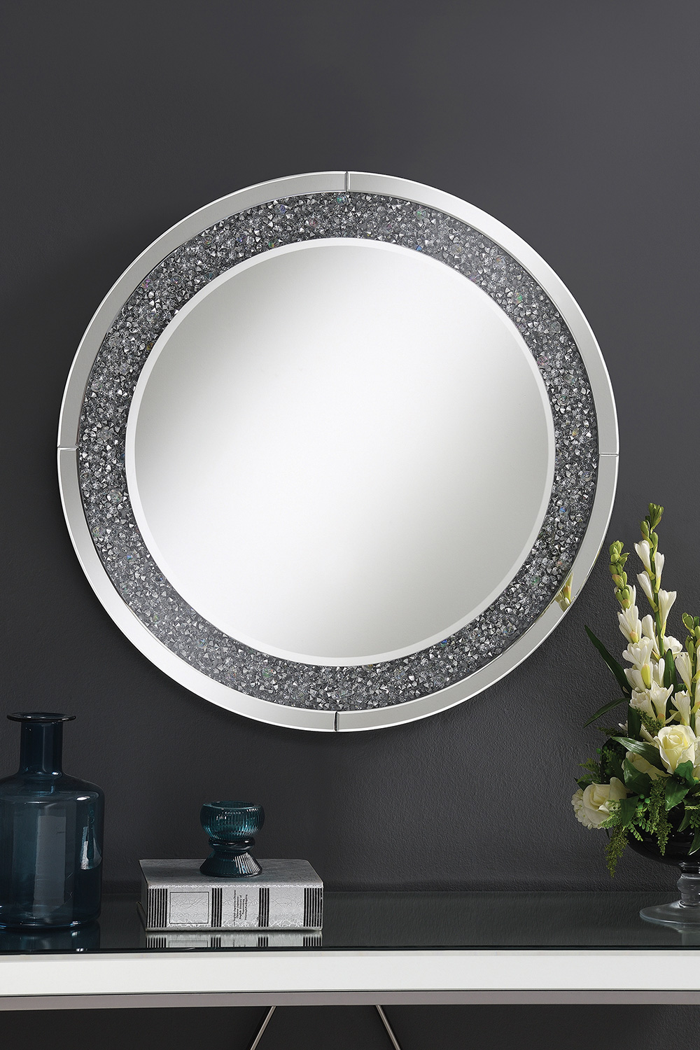 Coaster - Round Wall Mirror With Led Lighting in Silver