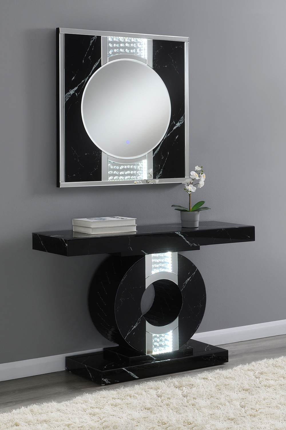 Coaster - Square Led Wall Mirror in Silver/Black