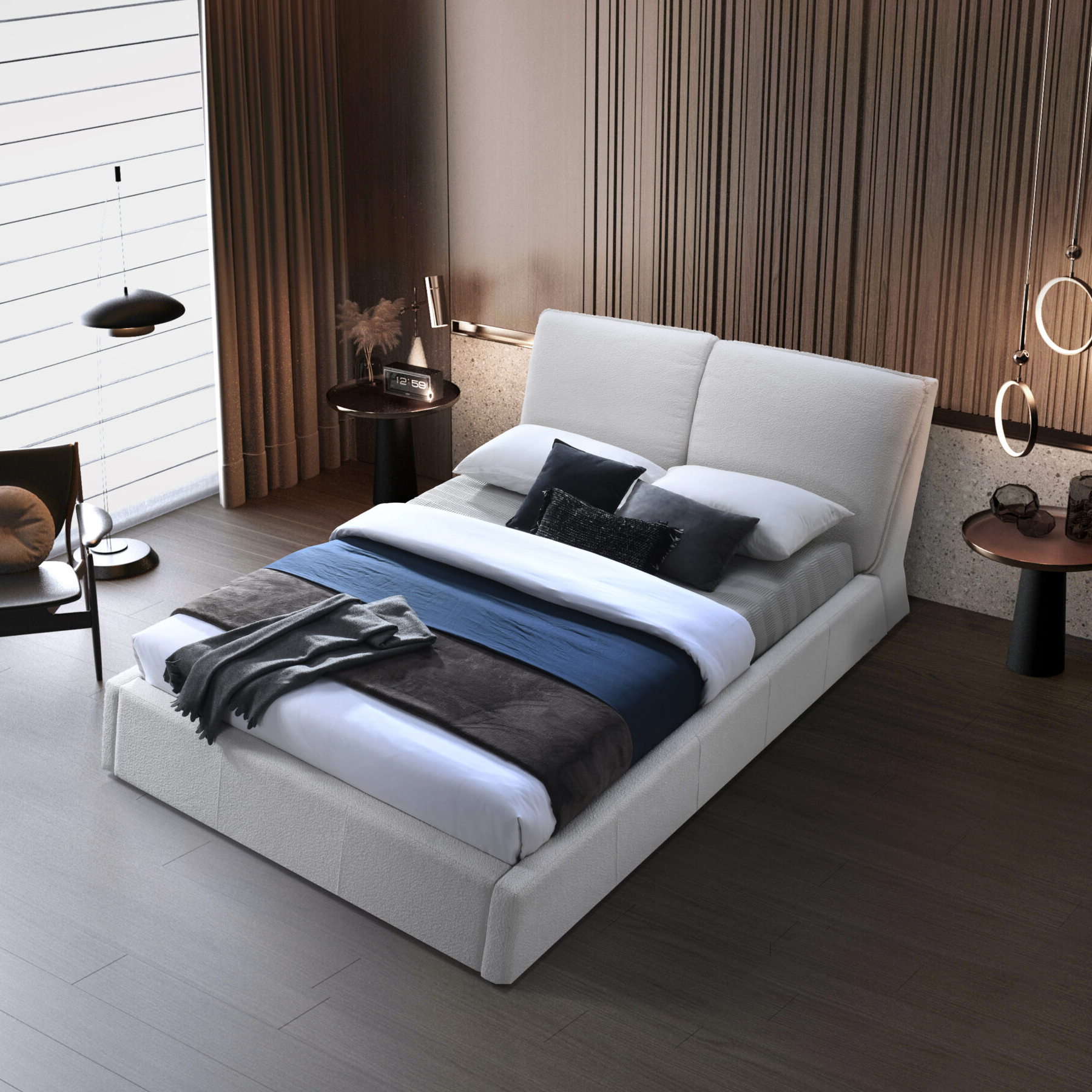 Contempo Bella Upholstered Queen Size Bed - Gray, Polyurethane