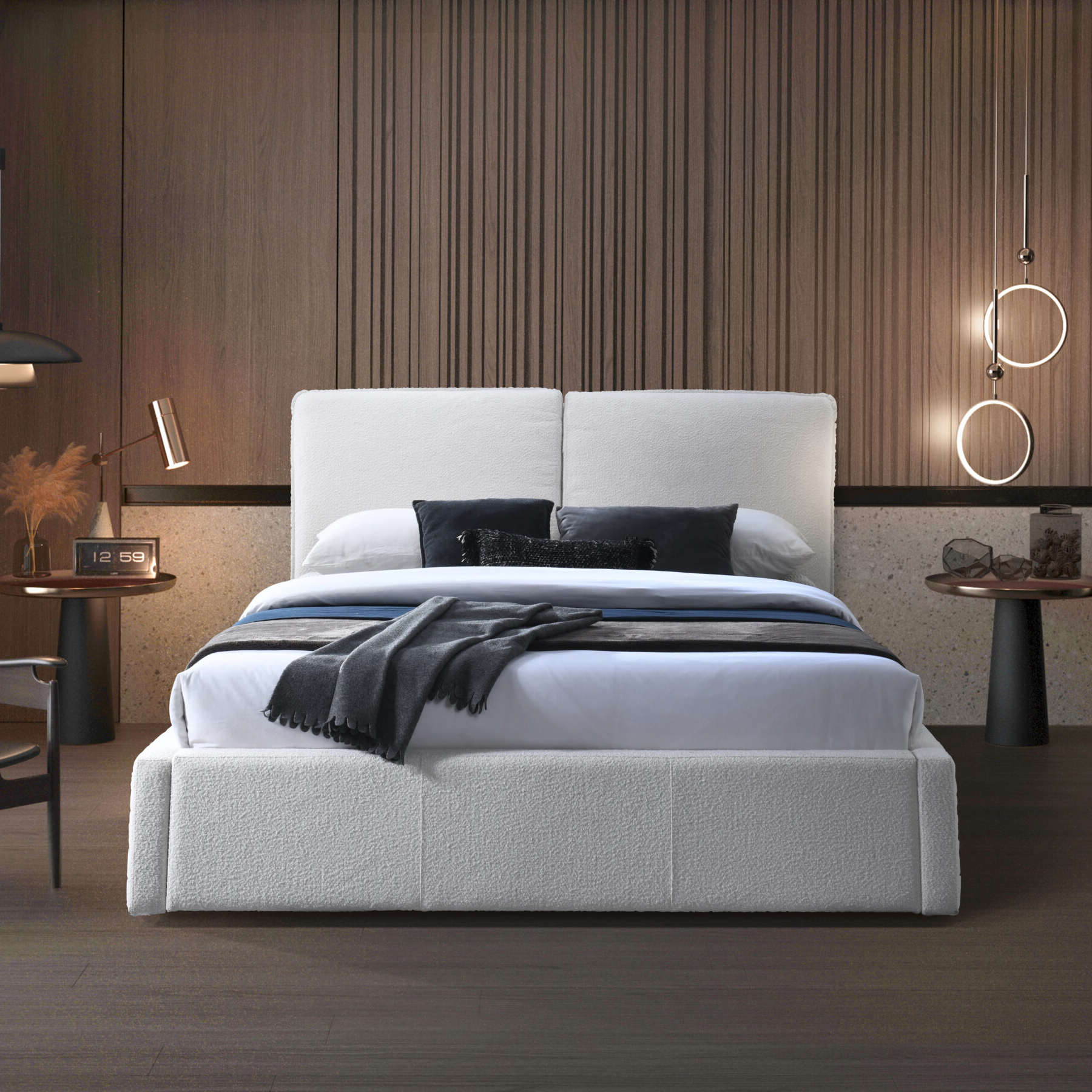 Contempo Bella Upholstered Queen Size Bed - Gray, Polyurethane