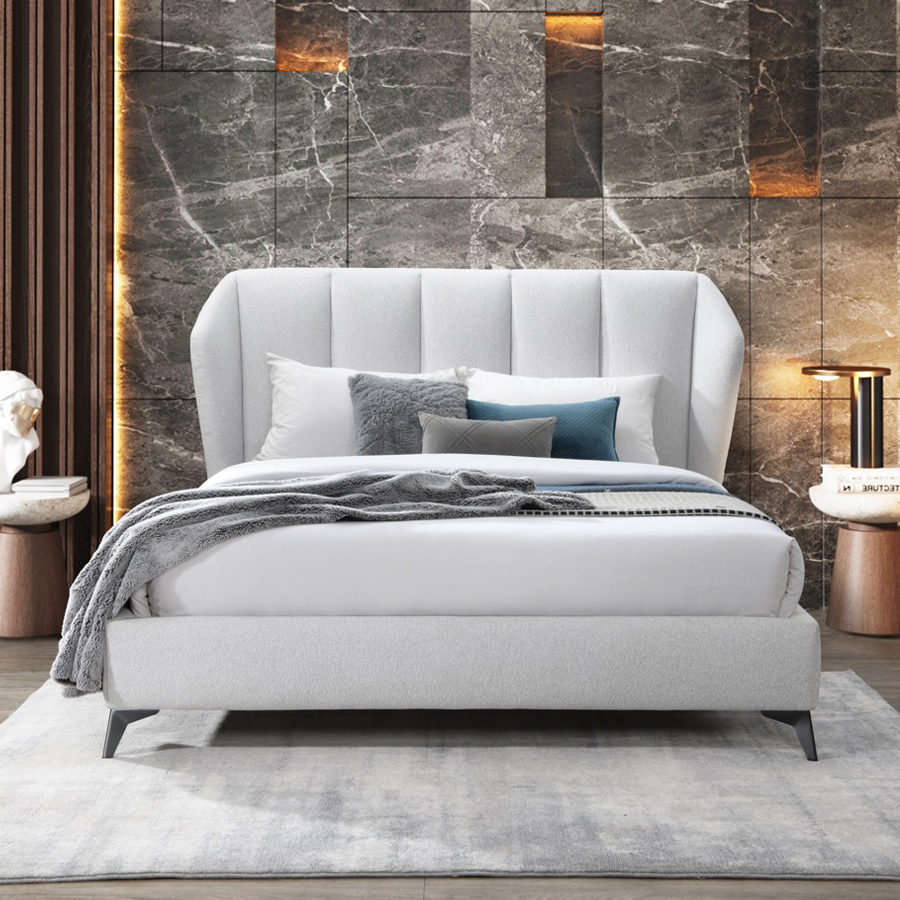 Contempo Donna Upholstered Queen Size Bed - Ash, Fabric