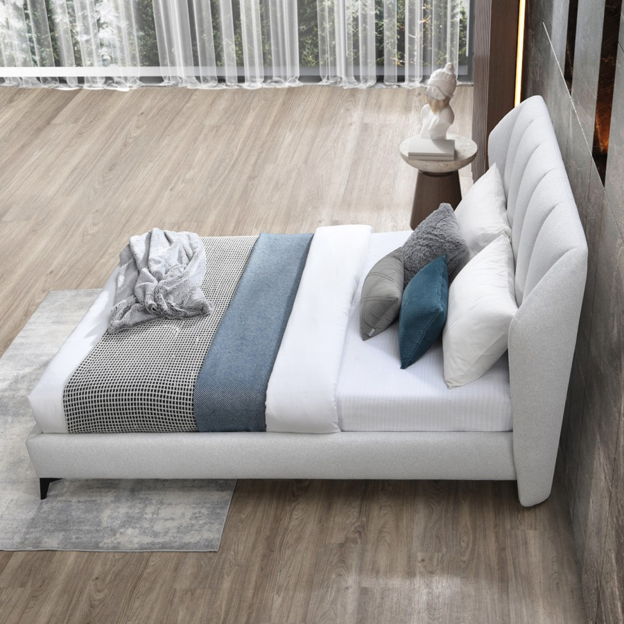 Contempo Donna Upholstered Queen Size Bed - Ash, Fabric