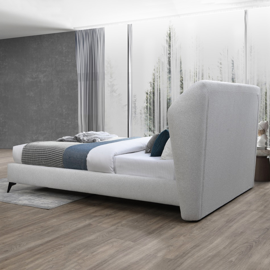 Contempo Donna Upholstered Queen Size Bed - Ash, Fabric