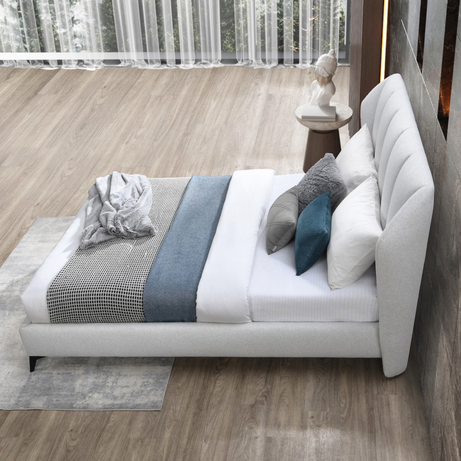 Contempo Donna Upholstered Queen Size Bed - Ash, Fabric
