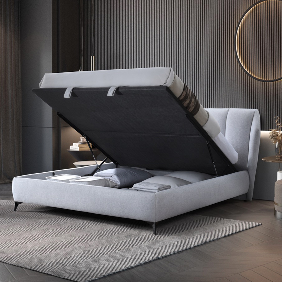 Contempo Donna Upholstered King Size Storage Bed - Ash, Fabric