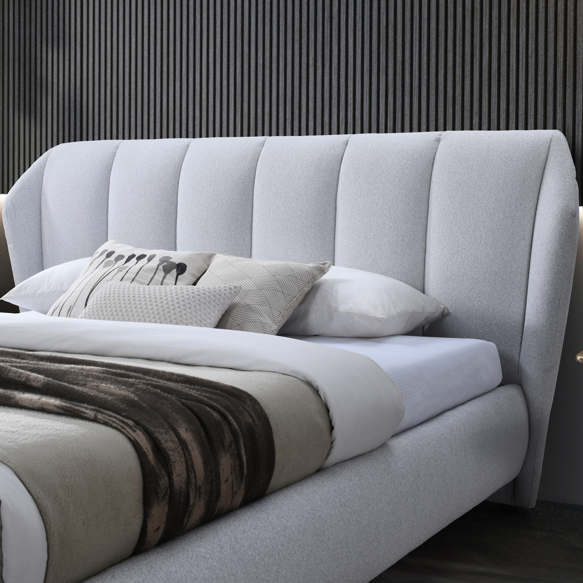 Contempo Donna Upholstered King Size Storage Bed - Ash, Fabric