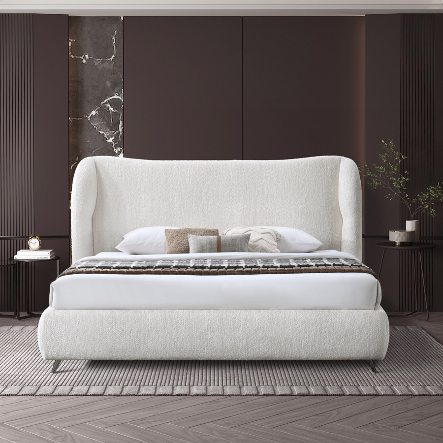 Contempo Lucia Upholstered Queen Size Bed - Ash, Fabric