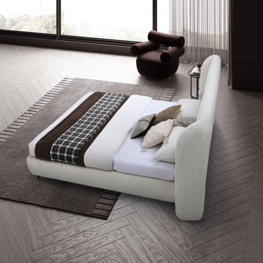Contempo Lucia Upholstered Queen Size Bed - Ash, Fabric