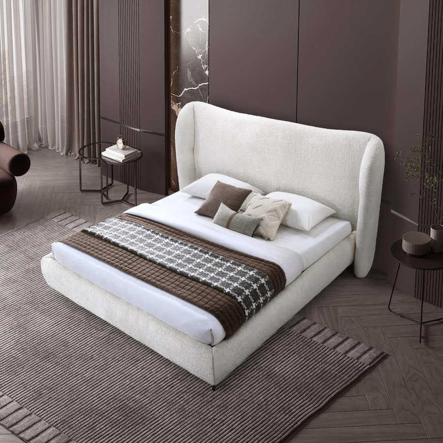 Contempo Lucia Upholstered Queen Size Bed - Ash, Fabric