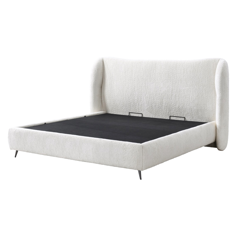 Contempo Lucia Upholstered Queen Size Bed - Ash, Fabric