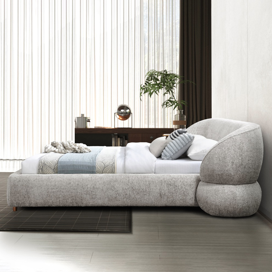 Contempo Olivia Upholstered Queen Size Bed - Taupe, Fabric