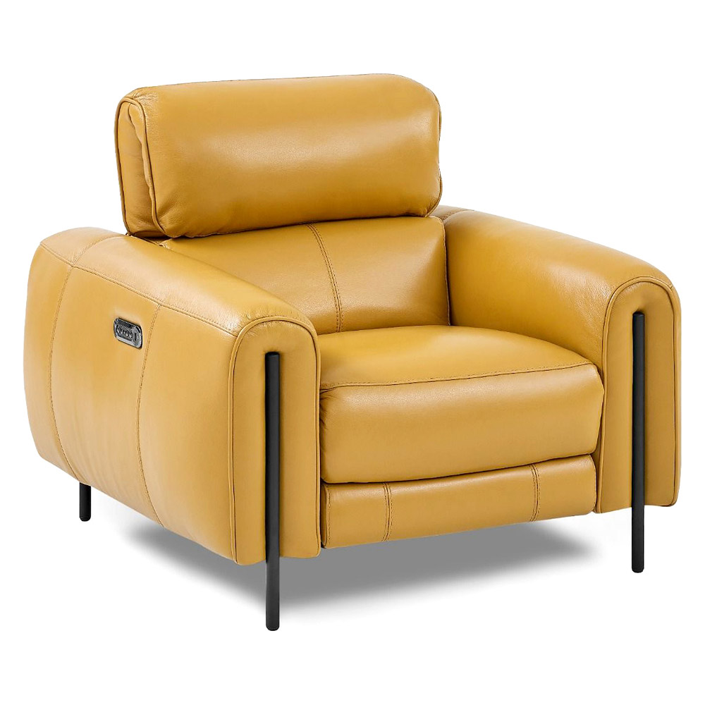 Creative Charm Recliner Armchair - Honey Yellow, Leather