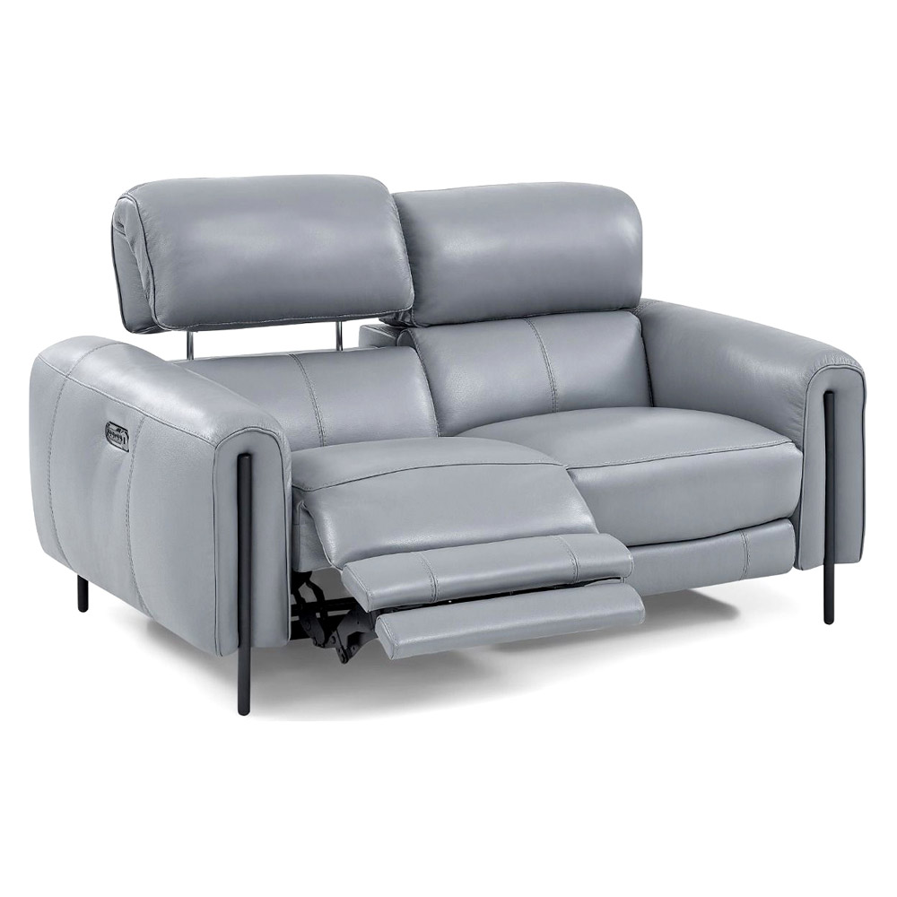 Creative Charm Loveseat with Two Recliners - Sleet, Leather
