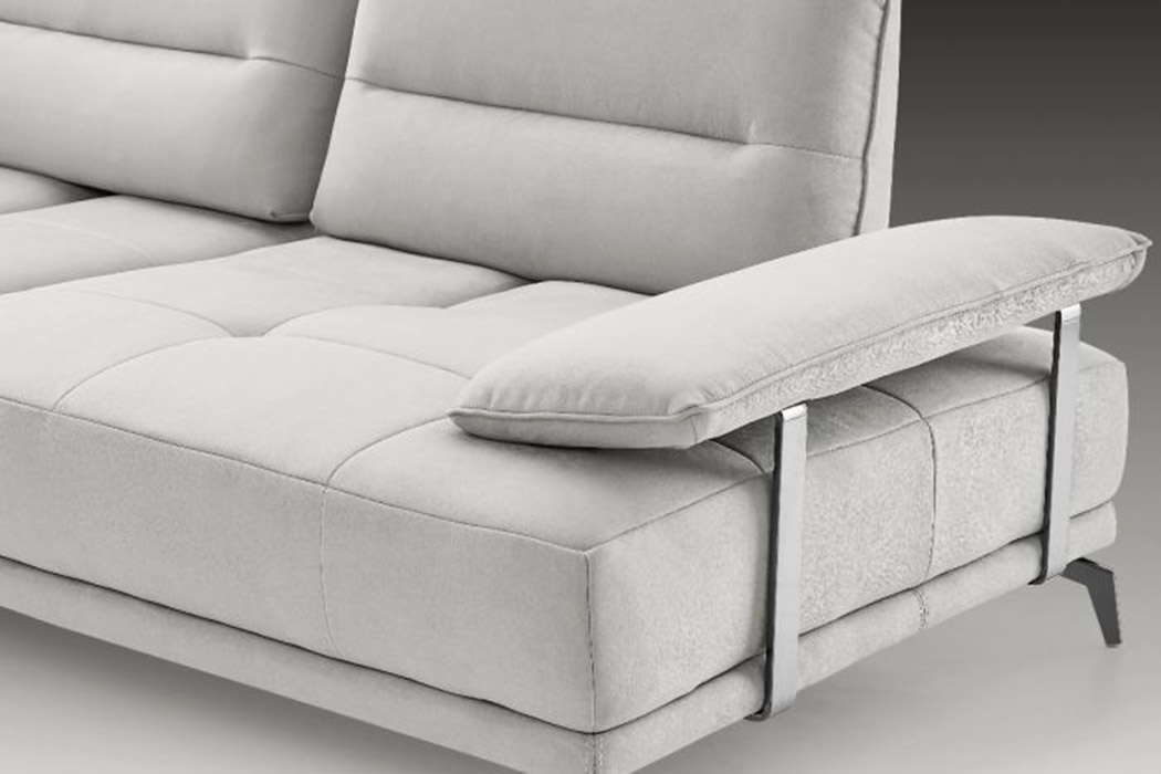 Creative Eleganto 5 Piece Sectional with Power Motion Backrests - Frost Gray, Leather