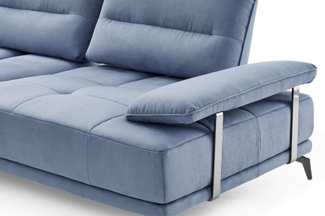 Creative Eleganto 5 Piece Sectional with Power Motion Backrests - Pacific Blue, Leather
