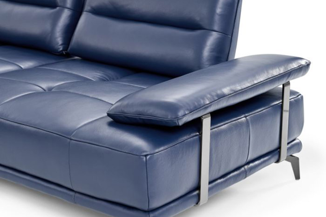 Creative Eleganto 5 Piece Sectional with Power Motion Backrests - Dark Denim, Leather