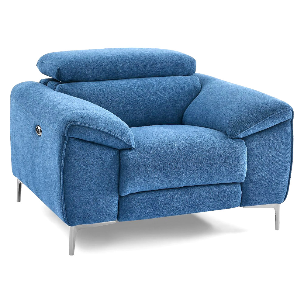 Creative Lucca Armchair with Recliner - Cerulean, Fabric