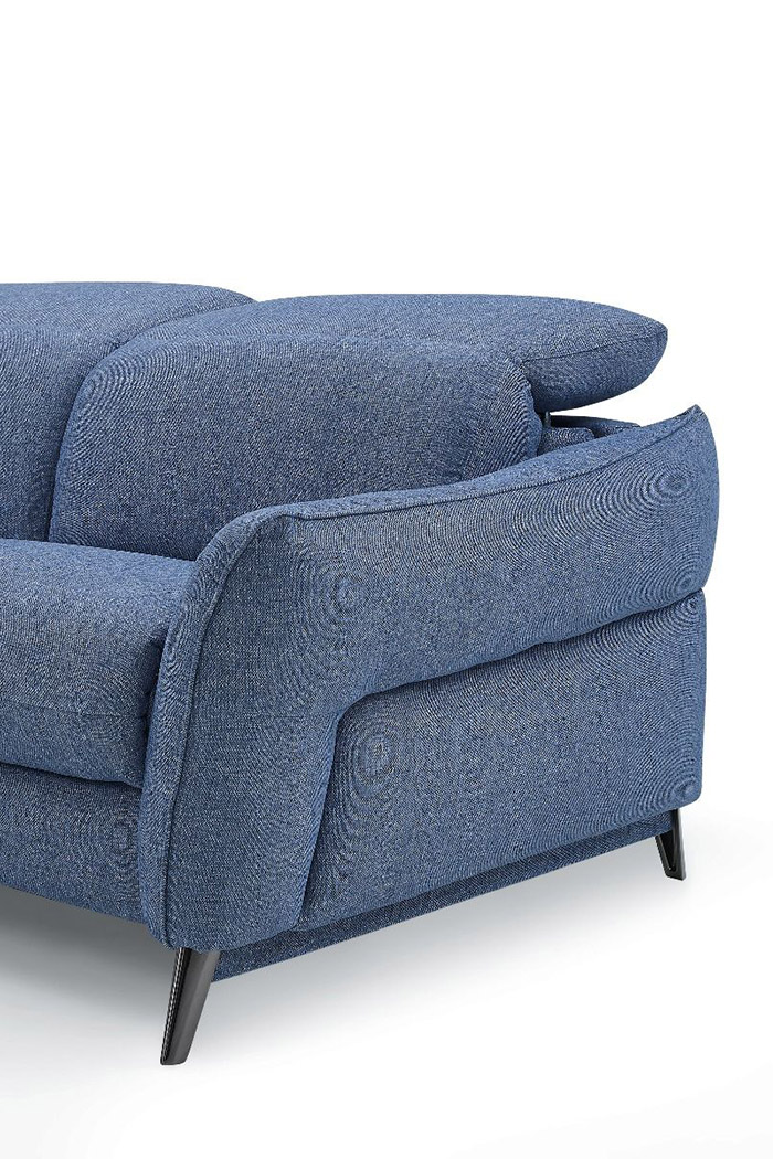 Creative Swan Left Facing Sectional with Two Recliners - Denim Blue, Fabric