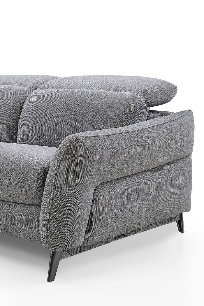 Creative Swan Right Facing Sectional with Two Recliners - Wild Dove, Fabric