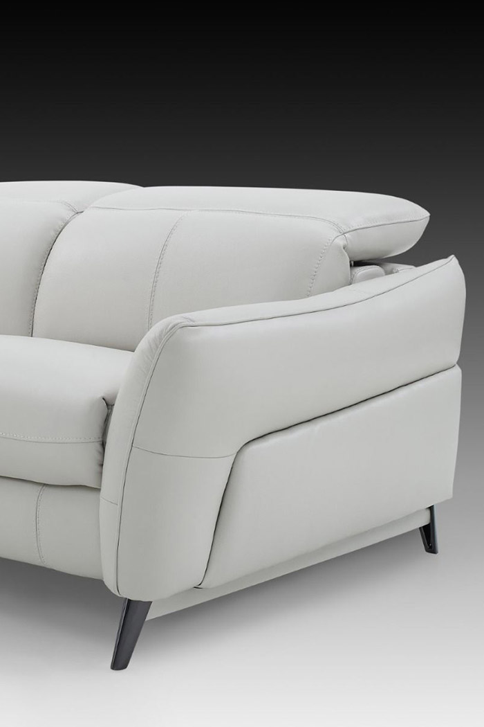 Creative Swan Left Facing Sectional with Two Recliners - Frost, Leather