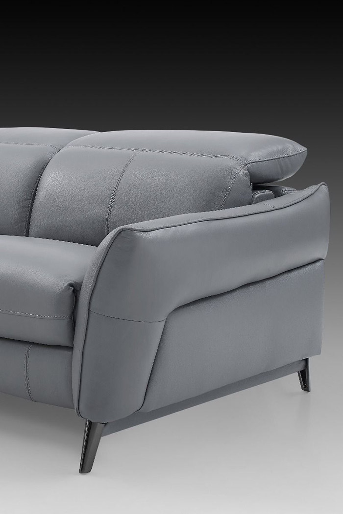 Creative Swan Left Facing Sectional with Two Recliners - Sleet, Leather