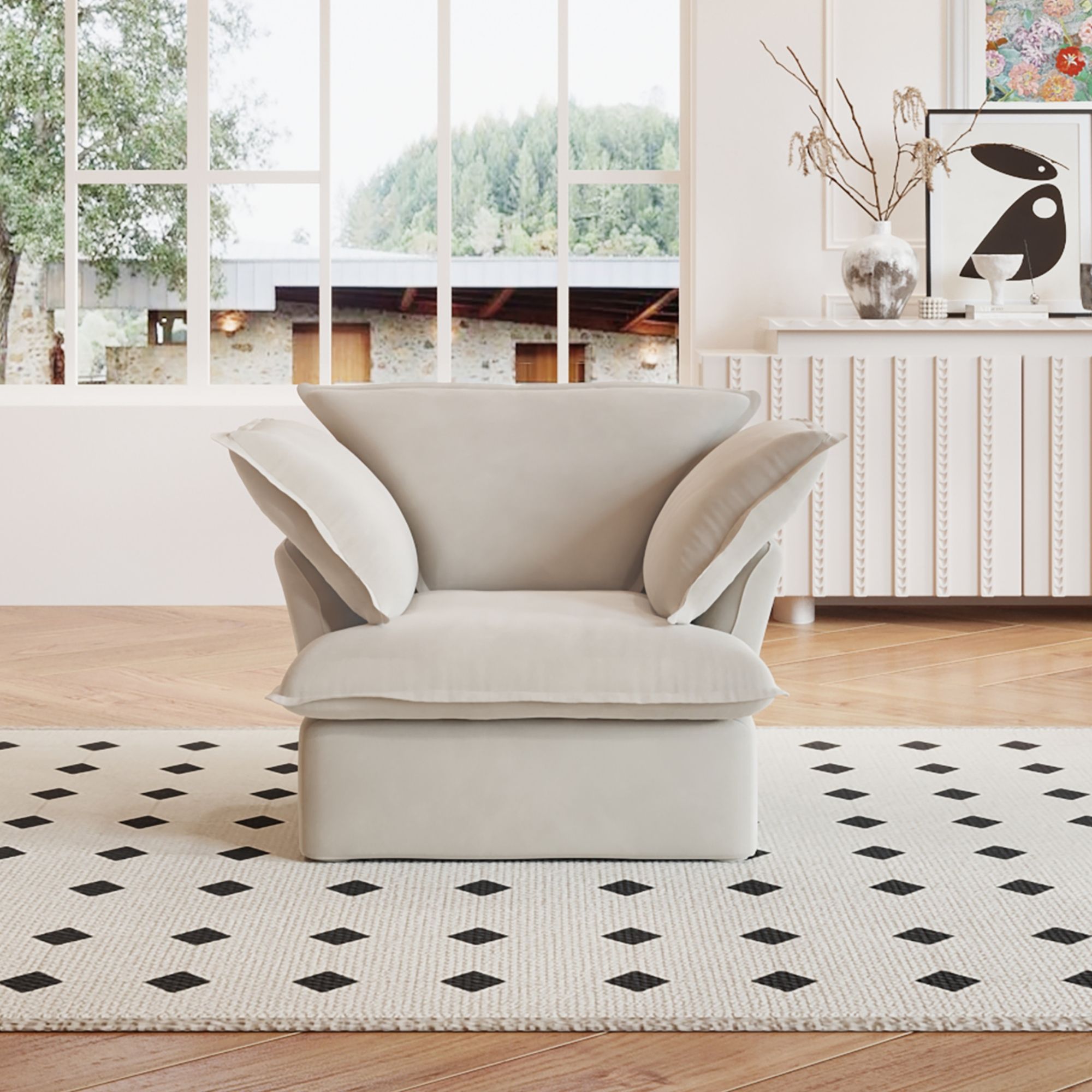 Crenus Softspot 43.3" Single Seat Sofa Cover - White