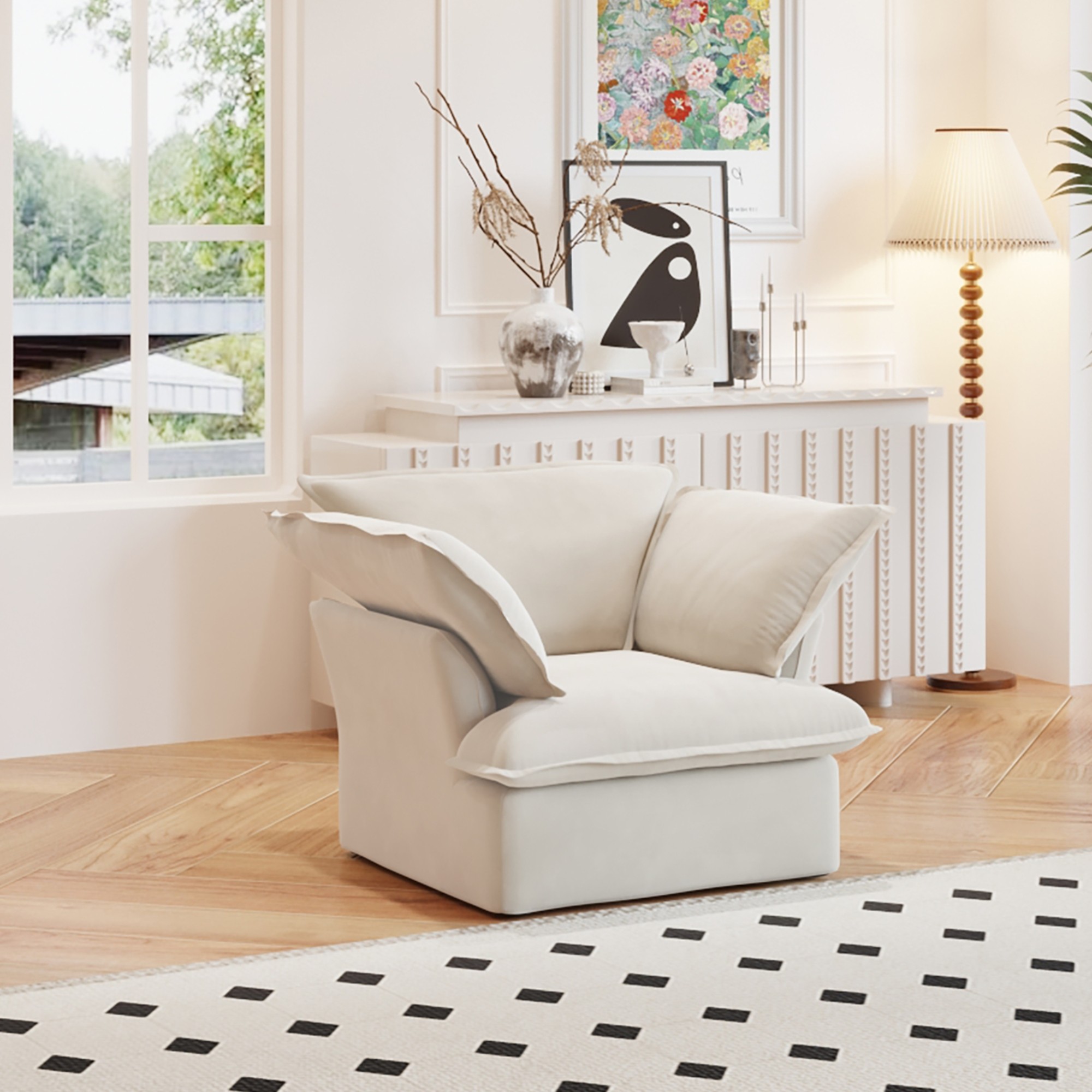 Crenus Softspot 43.3" Single Seat Sofa Cover - White
