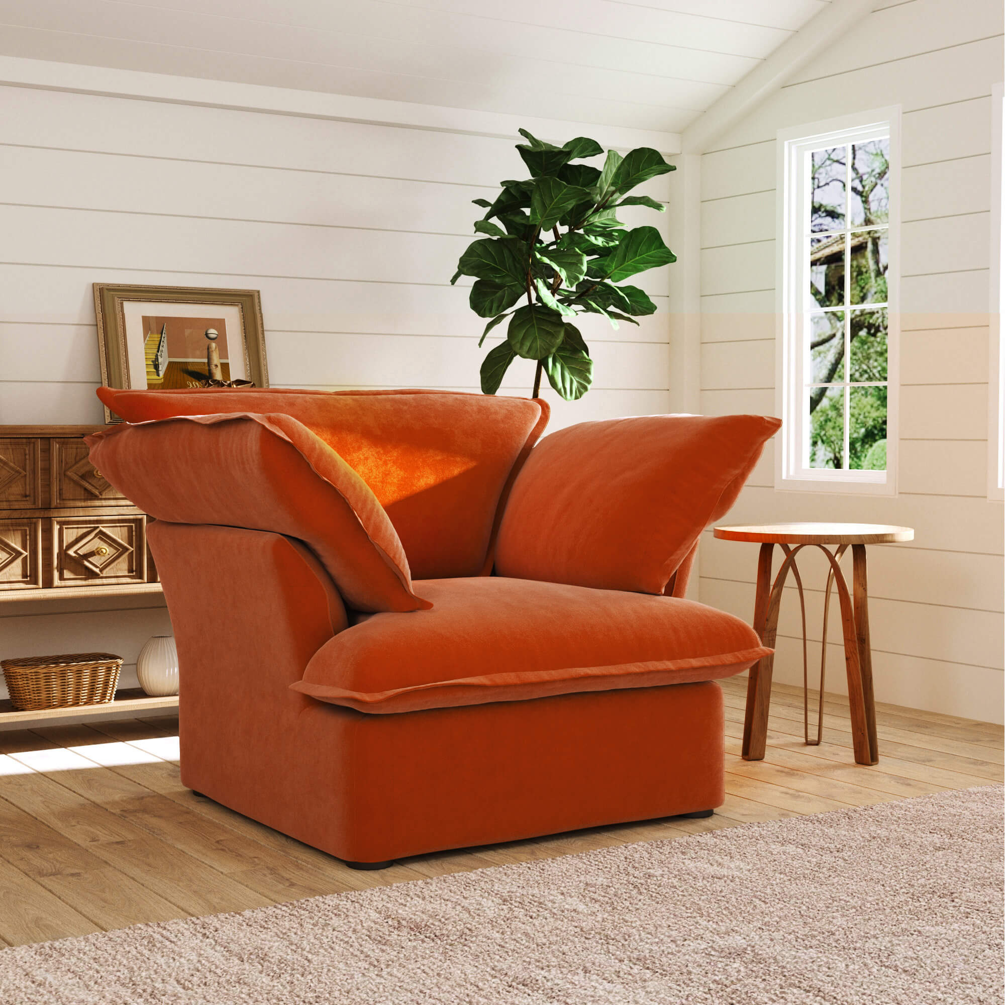 Crenus Softspot 43.3" Single Seat Sofa Cover - White