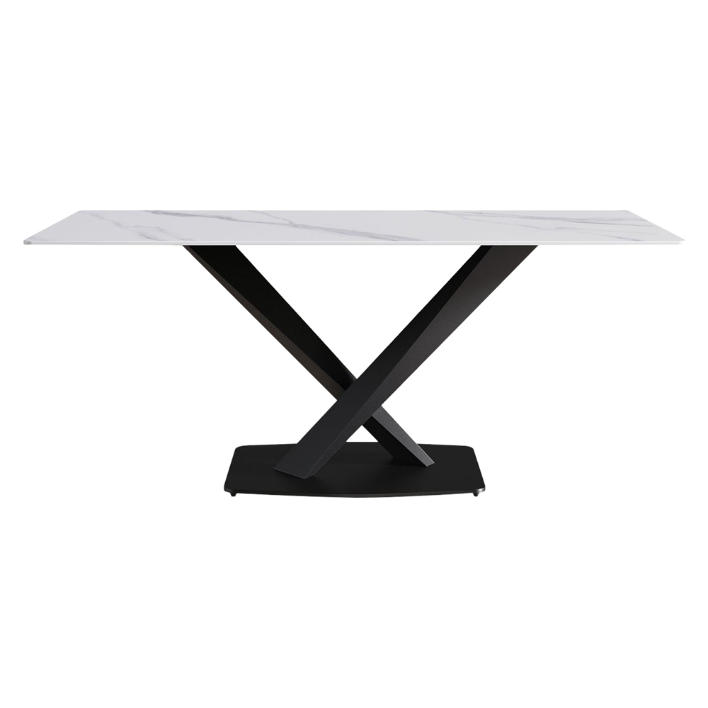 Crenus Pietra Rectangular Dining Table - Black/Gold, 63"