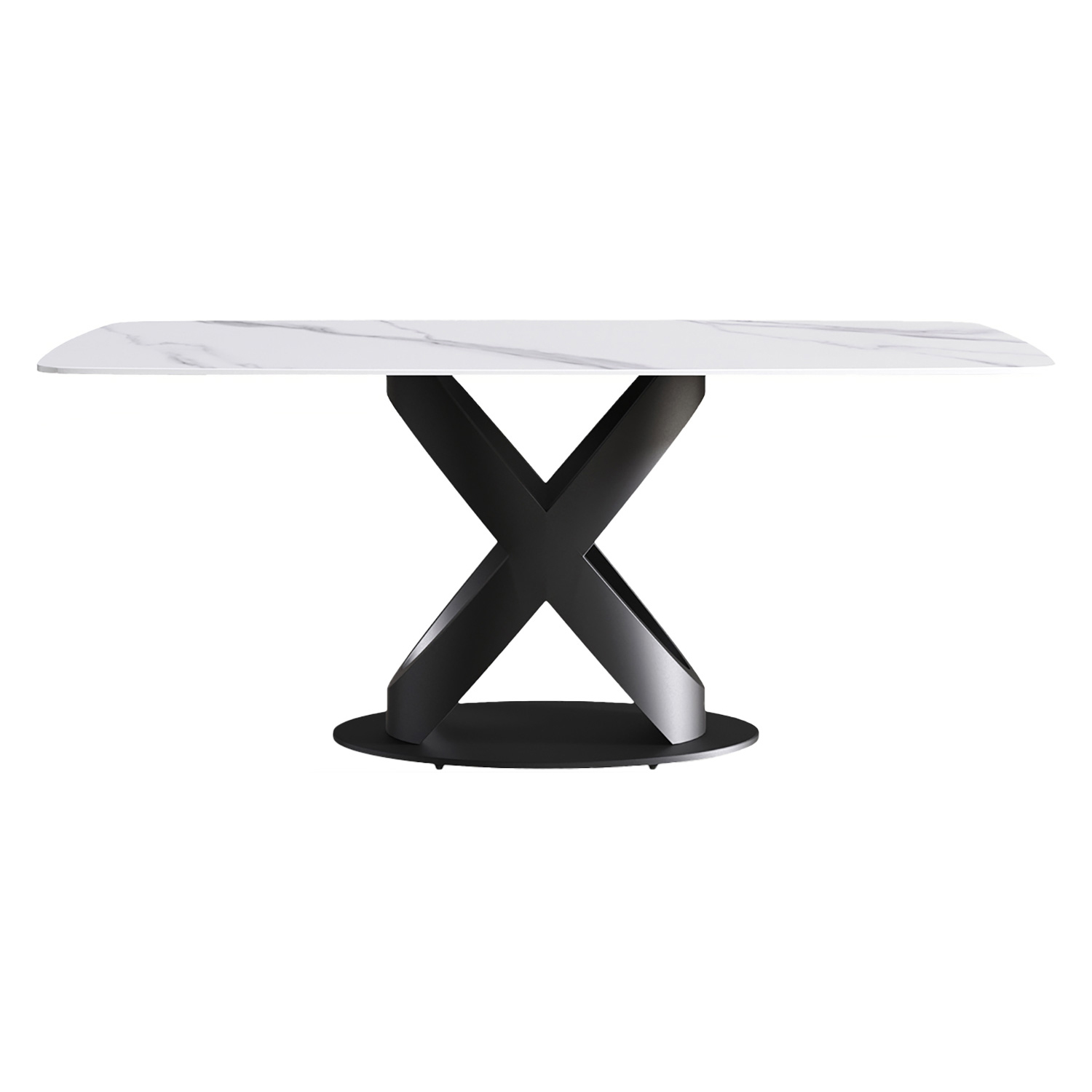Crenus Luserna Curved Rectangular Dining Table - Black/Gold, 63"