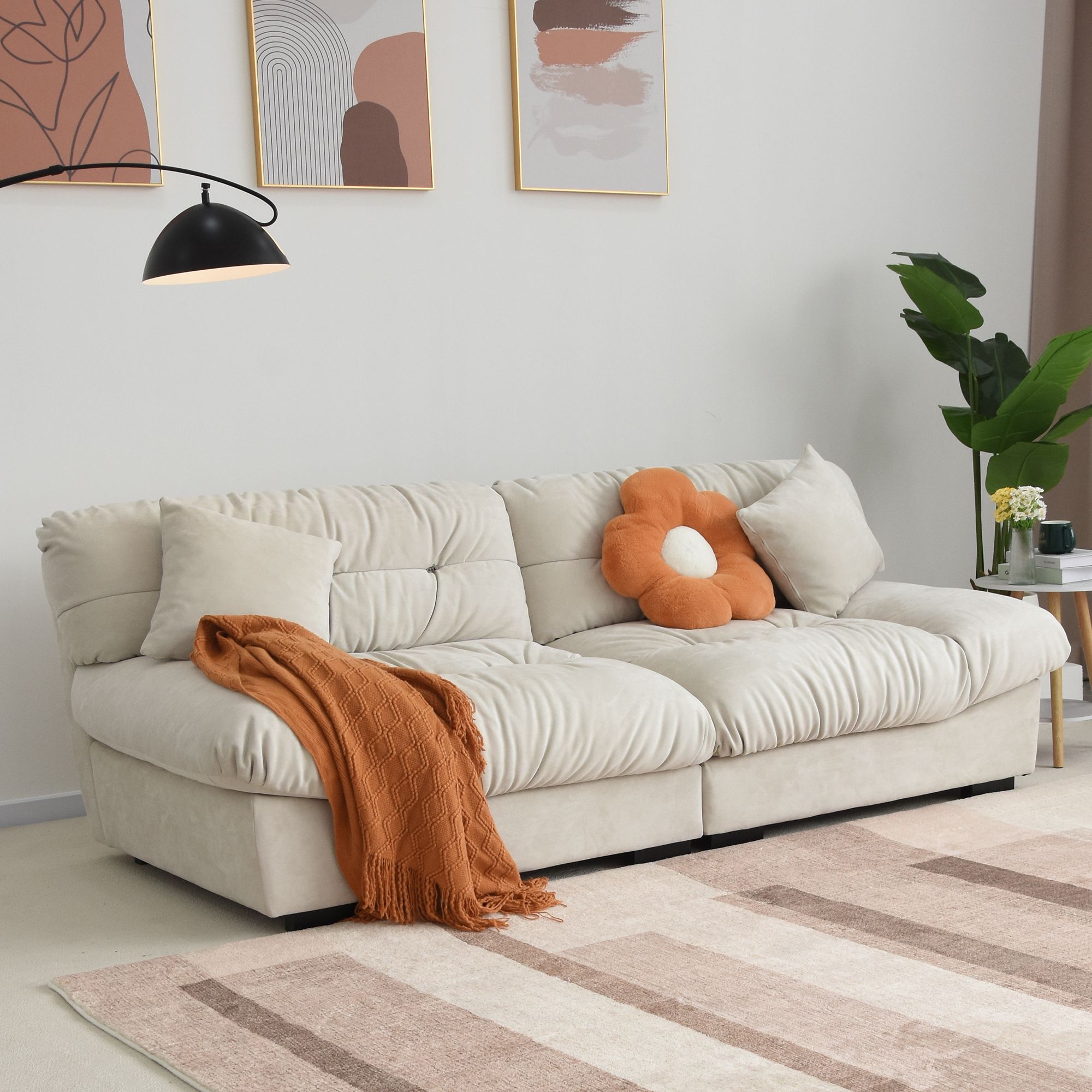 Crenus Soffice Microfiber Suede Pet-friendly Sofa - Gray