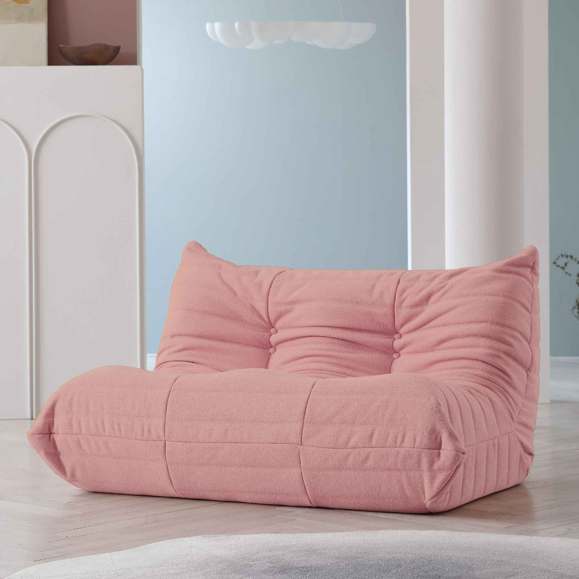 Crenus - Caterpillar 53.15″ Floor Loveseat Sofa Teddy Velvet