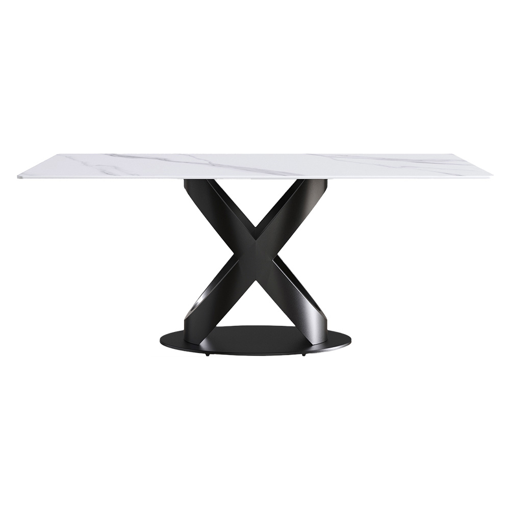Crenus Basalto Rectangular Dining Table - White/Black, 63"