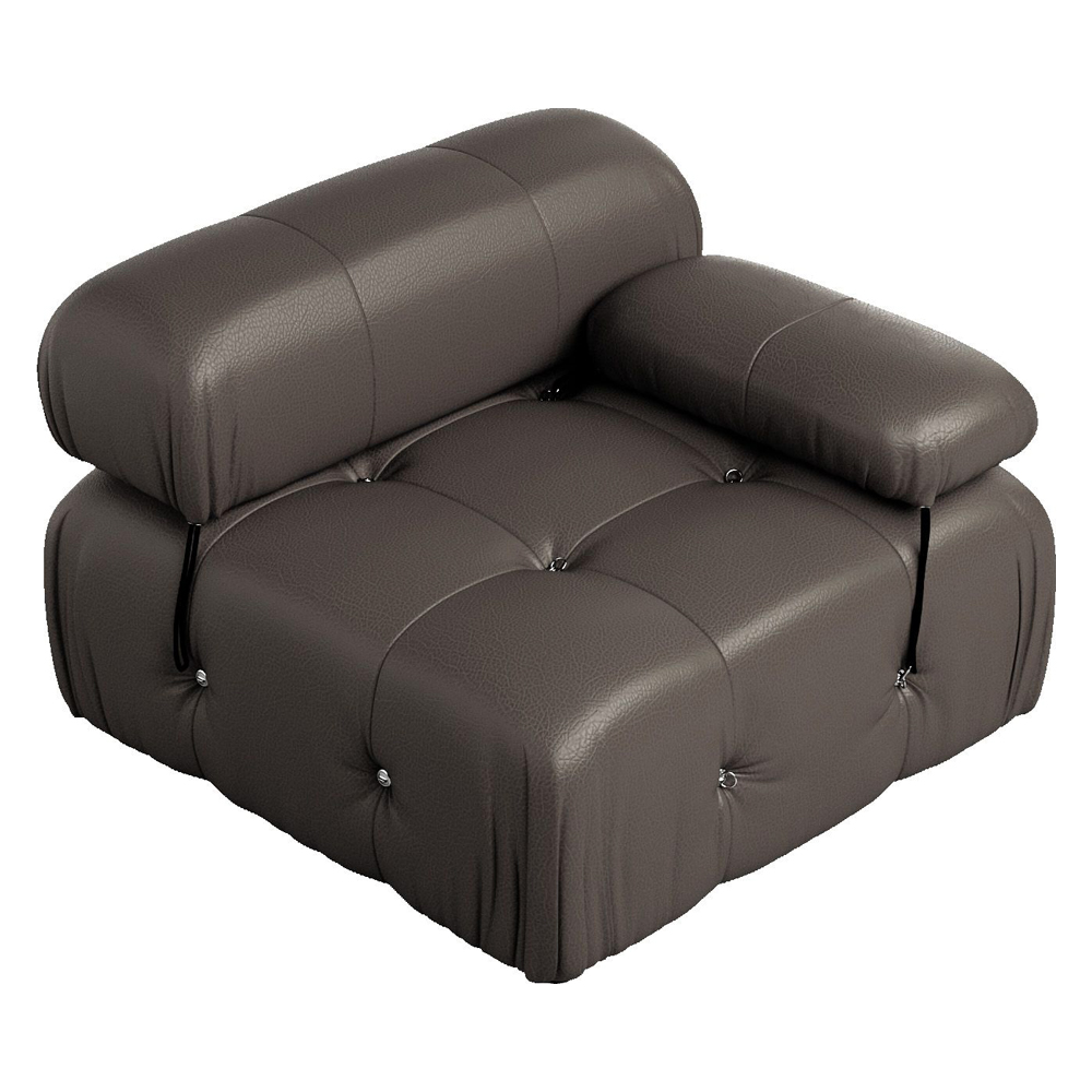 Crenus Lusso 138.60" U-Shaped Leather Sectional Sofa Lounge With 2 Ottomans - Brown