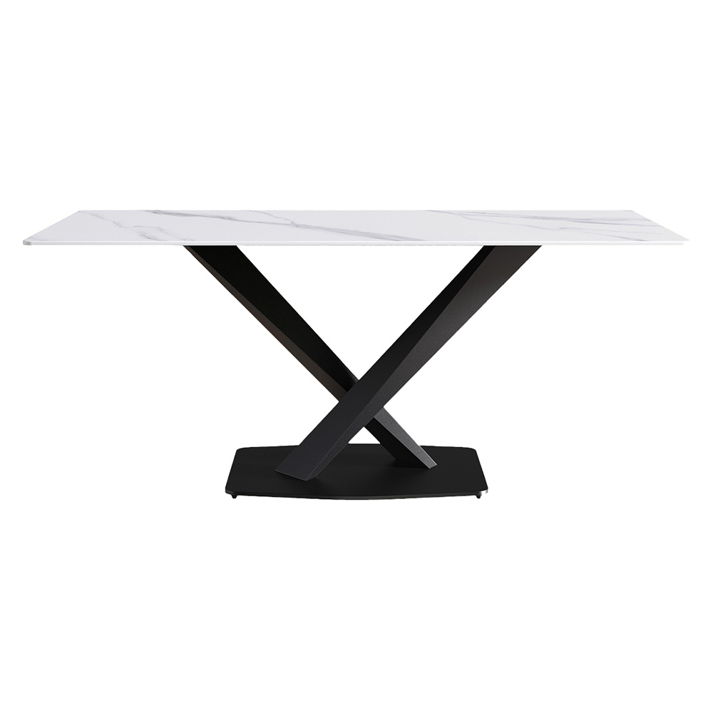 Crenus Pietra Rectangular Dining Table - White/Gold, 63"