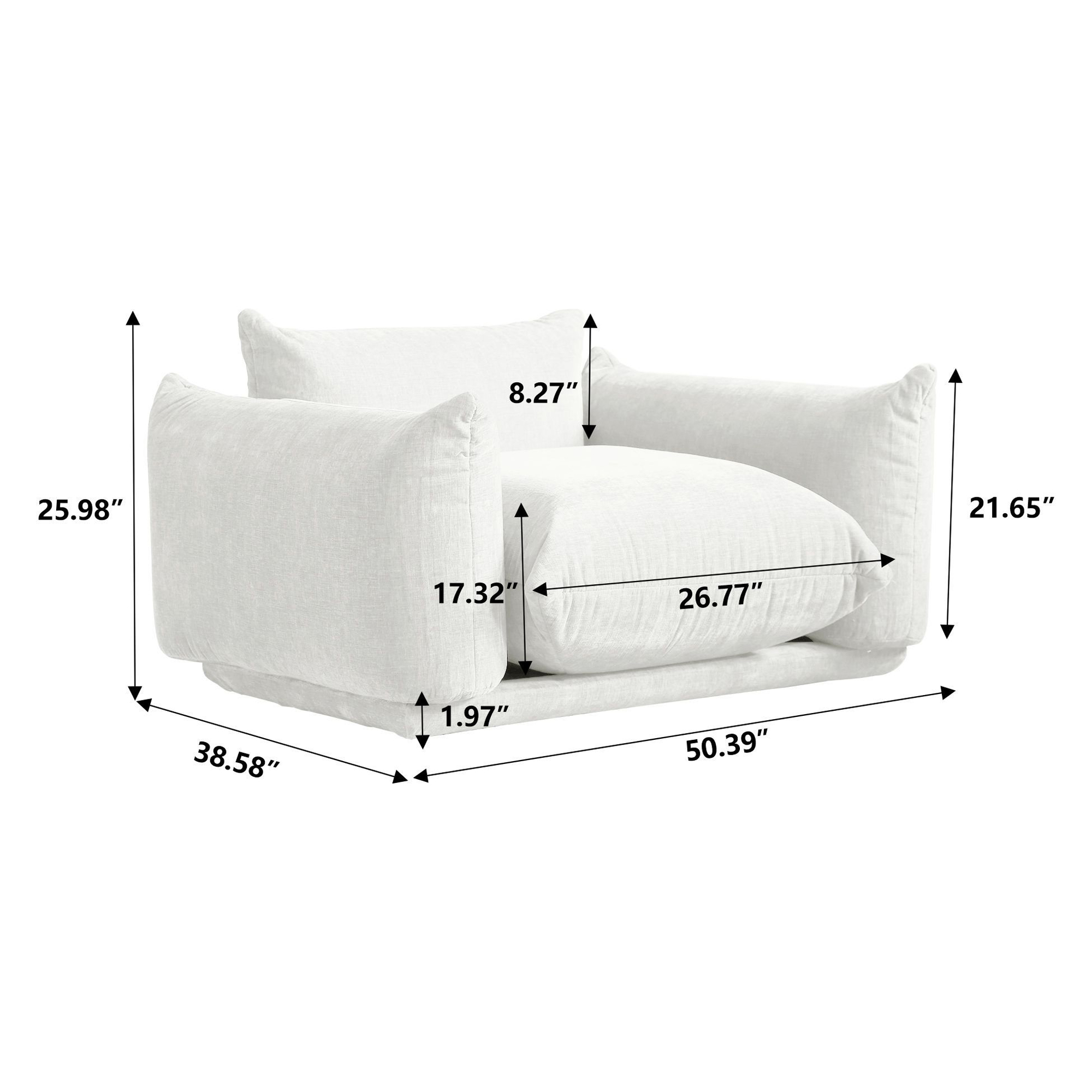 Crenus Sereno 50.39" Single Armrest Sofa Chenille Floor Sofa - Green