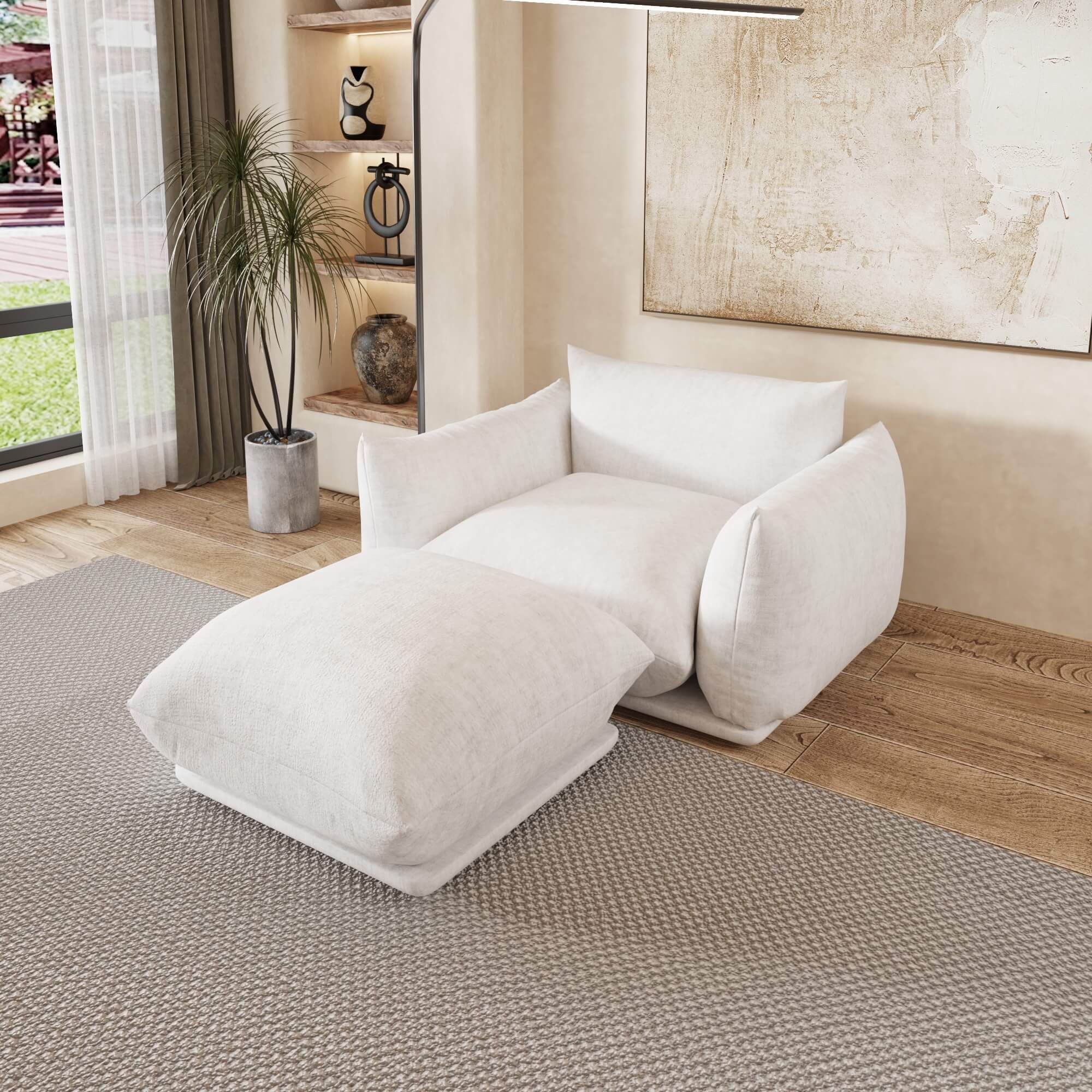 Crenus Sereno 50.39" Single Armrest Sofa Chenille Floor Sofa - Green